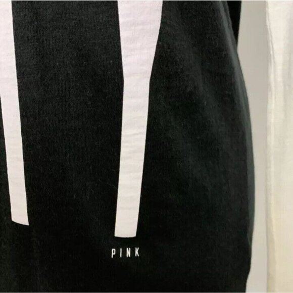 VS PINK Graphic Tee Size M Lets Party Long Sleeve Scoop Lounge Shirt Dorm Life - Picture 7 of 10